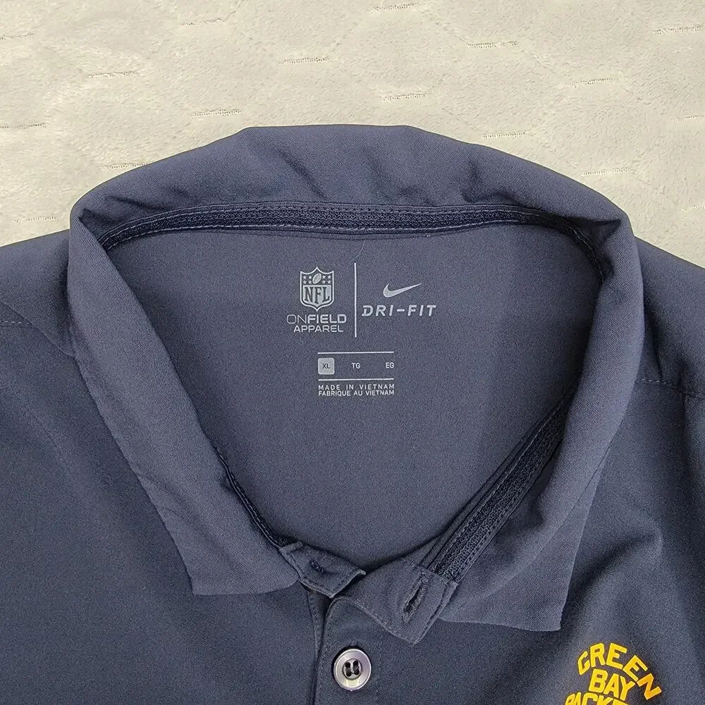 Nike NFL Green Bay Packers On-Field Dri-Fit Polo Shirt Men's XL Sideline Coach